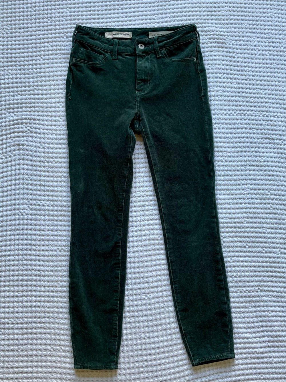 Pilcro and the Letterpress High-Rise Skinny Corduroy Pants Moss/Forest Green 25